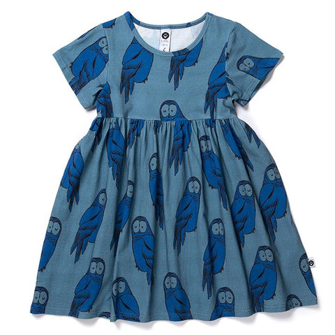 Littlehorn Hoot Hoot Dress - Mid Blue