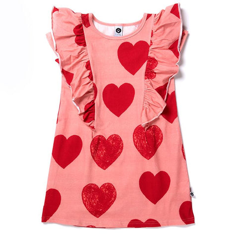 Littlehorn Hearts Dress - Dark Pink